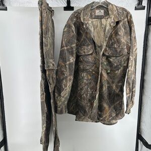 Mossy Oak Vintage Made in USA 100%Cotton Camo Jacket and Pants Set Men’s sz 2XL